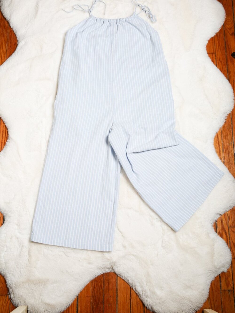 LOST + WANDER Linen Blend Wide-Leg Cropped Striped Jumpsuit